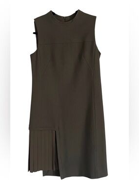 NWT Akris Punto Asymmetrical Sleeveless Wool Shift Dress Grey 14